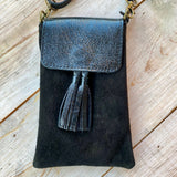 Boa Suede Phone Bag - Black