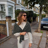 Large Cashmere Square Bandana Scarf - Khaki