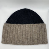 Wool & Angora Bicolour Hat - Black/Taupe