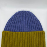 Wool & Cashmere Bicolour Hat - Blue/Khaki