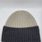 Wool & Cashmere Bicolour Hat - Sand/Charcoal