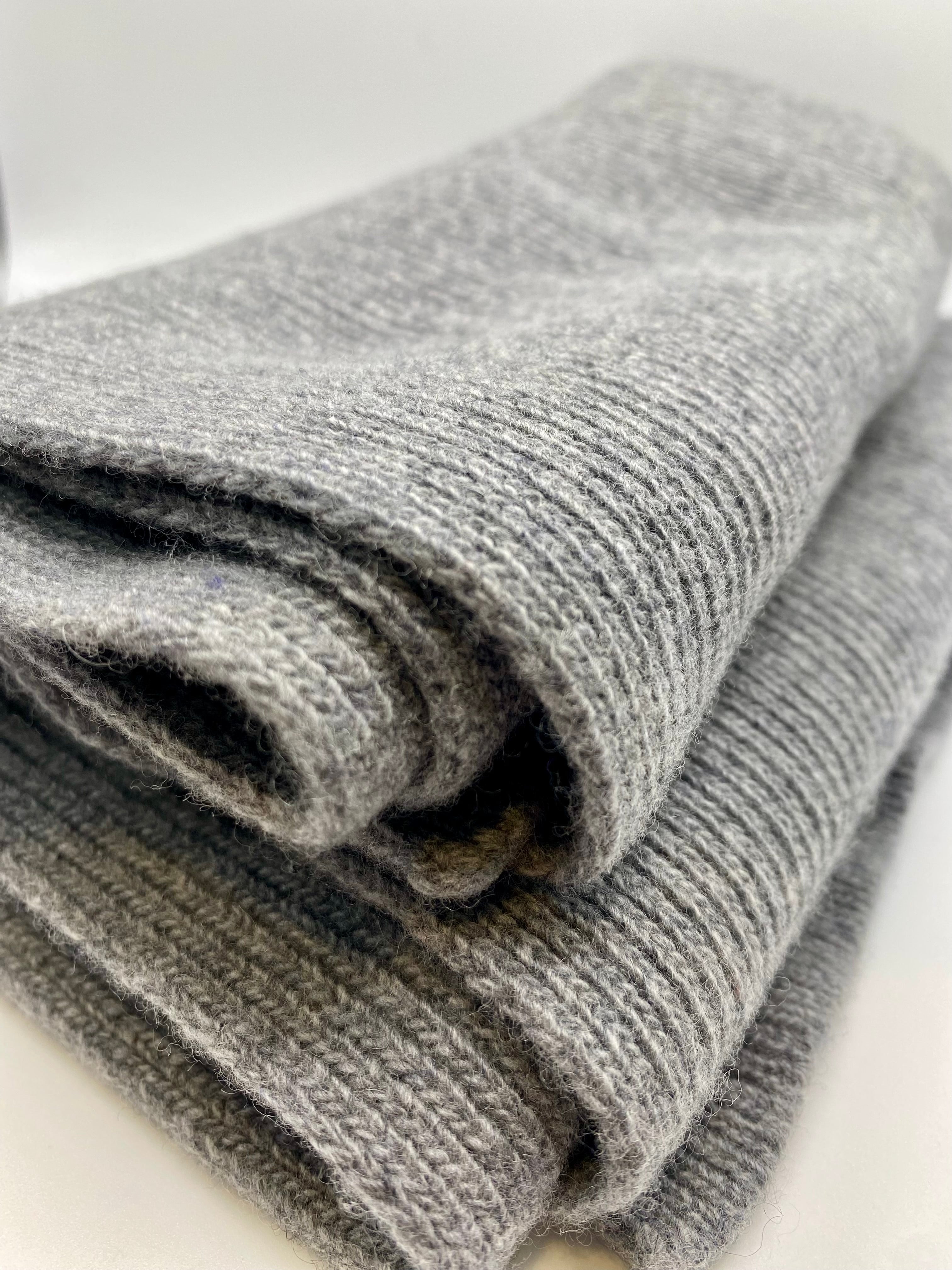 Wool & Cashmere Fine Ribbed Scarf - Grey