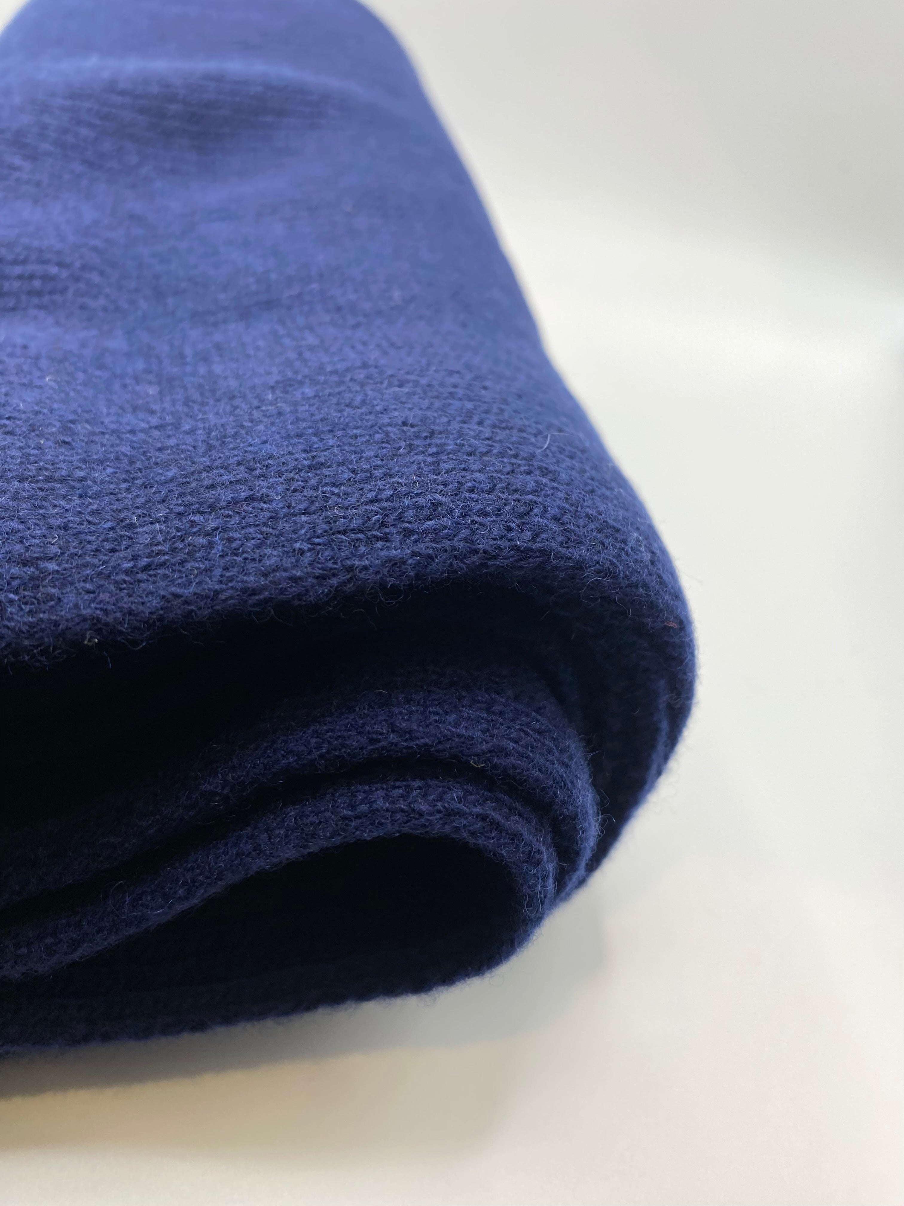 Wool & Cashmere Fine Ribbed Scarf - Navy
