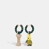 Jabbit Charms Earrings - Dark Green
