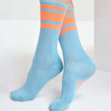 Jinnie Striped Lurex Socks - Bright Sky
