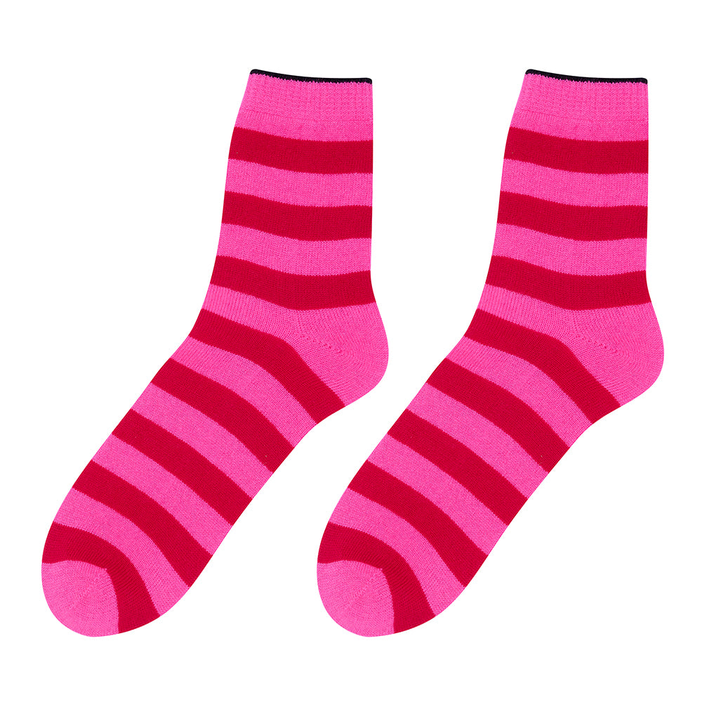 Jumper 1234 Stripe Socks - Hot Pink/Cherry