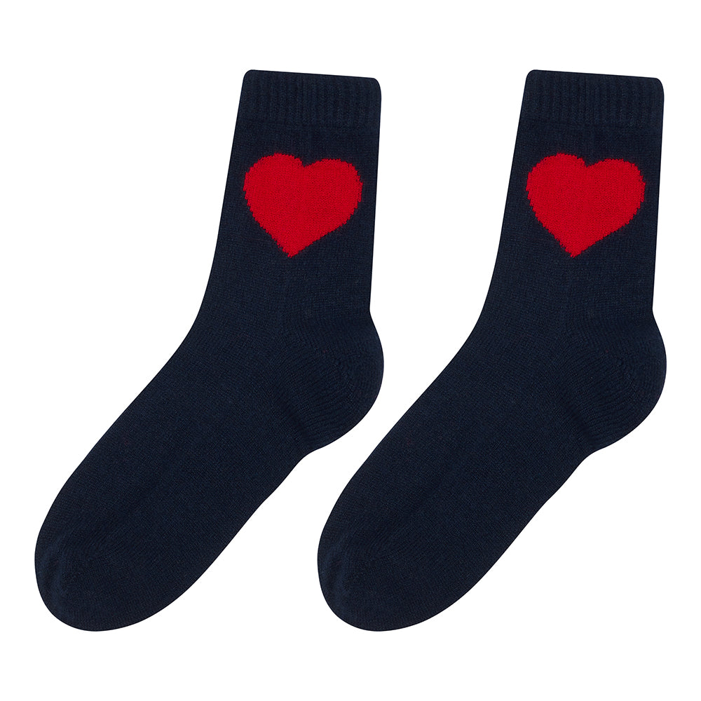 Jumper 1234 Heart Socks - Navy/Red