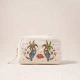 Tropical Parrot Makeup Bag - Cream
