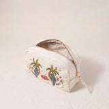 Tropical Parrot Makeup Bag - Cream