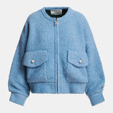 Kanada Knitted Jacket w Fur Collar - Azure Affair