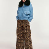 Kanada Knitted Jacket w Fur Collar - Azure Affair