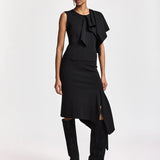 Kap Knitted Frill Skirt - Black
