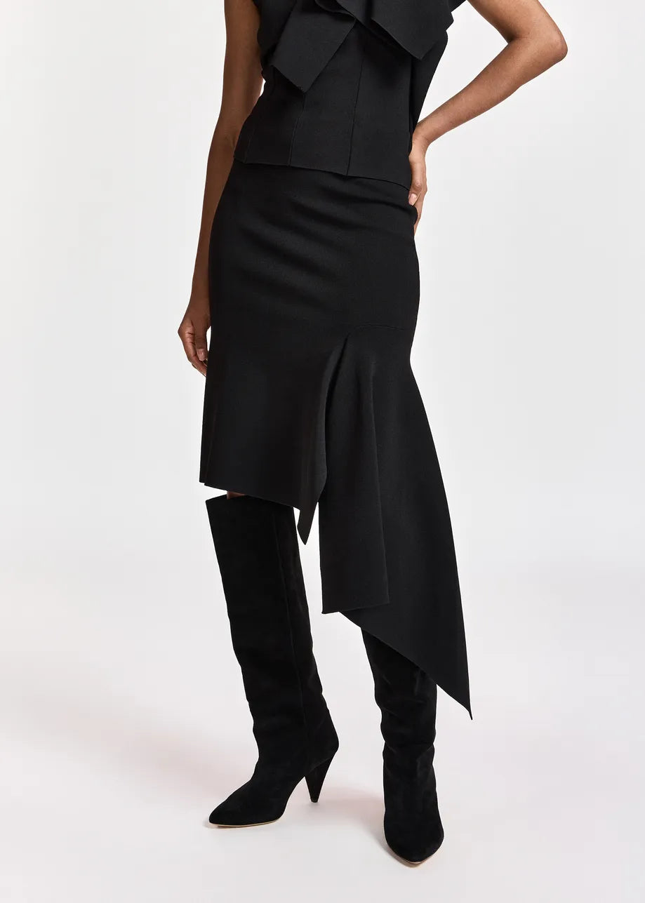 Kap Knitted Frill Skirt - Black