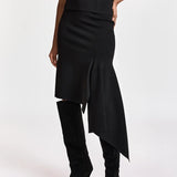 Kap Knitted Frill Skirt - Black