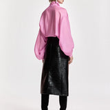 Karismatic Pussy Bow Tie Top - Millenial Pink