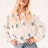 Ella Uxua Blouse - White/Blue