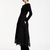 Kommon Neoprene Lace Skirt - Black