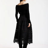 Kommon Neoprene Lace Skirt - Black