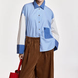 Kovid Fabric Mix Shirt - Sky