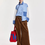 Kovid Fabric Mix Shirt - Sky