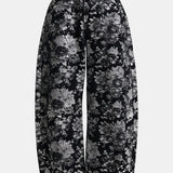 Ko Foil Print Barrel Jeans - Black