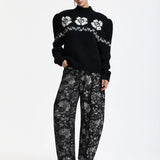 Ko Foil Print Barrel Jeans - Black