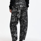 Ko Foil Print Barrel Jeans - Black