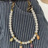 Chavi Short Phone Chain - White/Multi