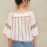 Lena Emb Top - Ecru