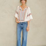 Lena Emb Top - Ecru