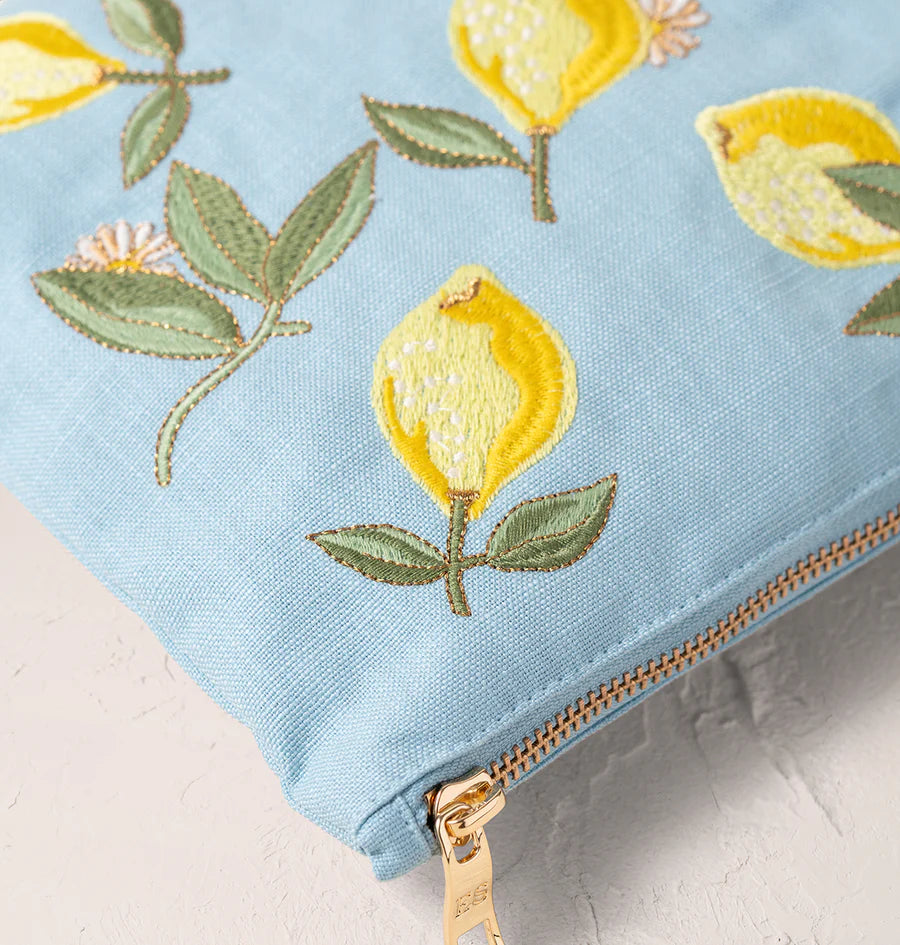 Lemon Blossom Everyday Pouch - French Blue
