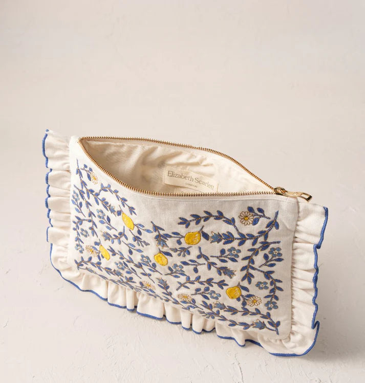 Lemon Garden Frill Pouch - Cream