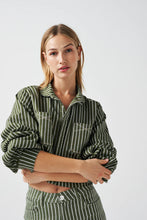 Load image into Gallery viewer, Seventy + Mochi Cropped Piper Jacket - Khaki Stripe
