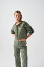 Load image into Gallery viewer, Seventy + Mochi Cropped Piper Jacket - Khaki Stripe
