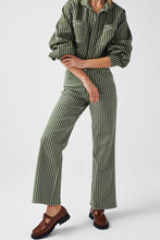 Load image into Gallery viewer, Seventy + Mochi Cropped Piper Jacket - Khaki Stripe
