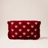 Love Hearts Frill Pouch - Rouge