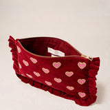 Love Hearts Frill Pouch - Rouge