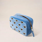 Love Hearts Makeup Bag - Cornflower Blue