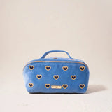 Love Hearts Open Flat Makeup Bag - Cornflower Blue