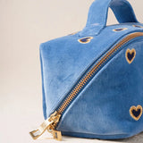 Love Hearts Open Flat Makeup Bag - Cornflower Blue