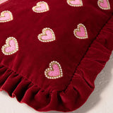 Love Hearts Frill Pouch - Rouge