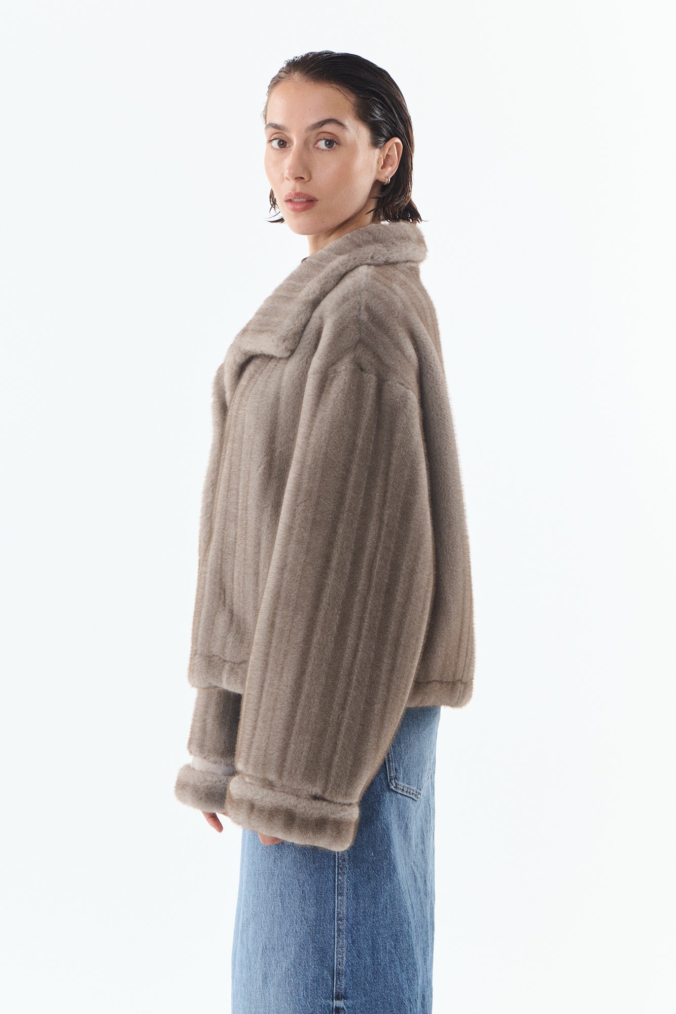 Macy Faux Fur Jacket - Grey