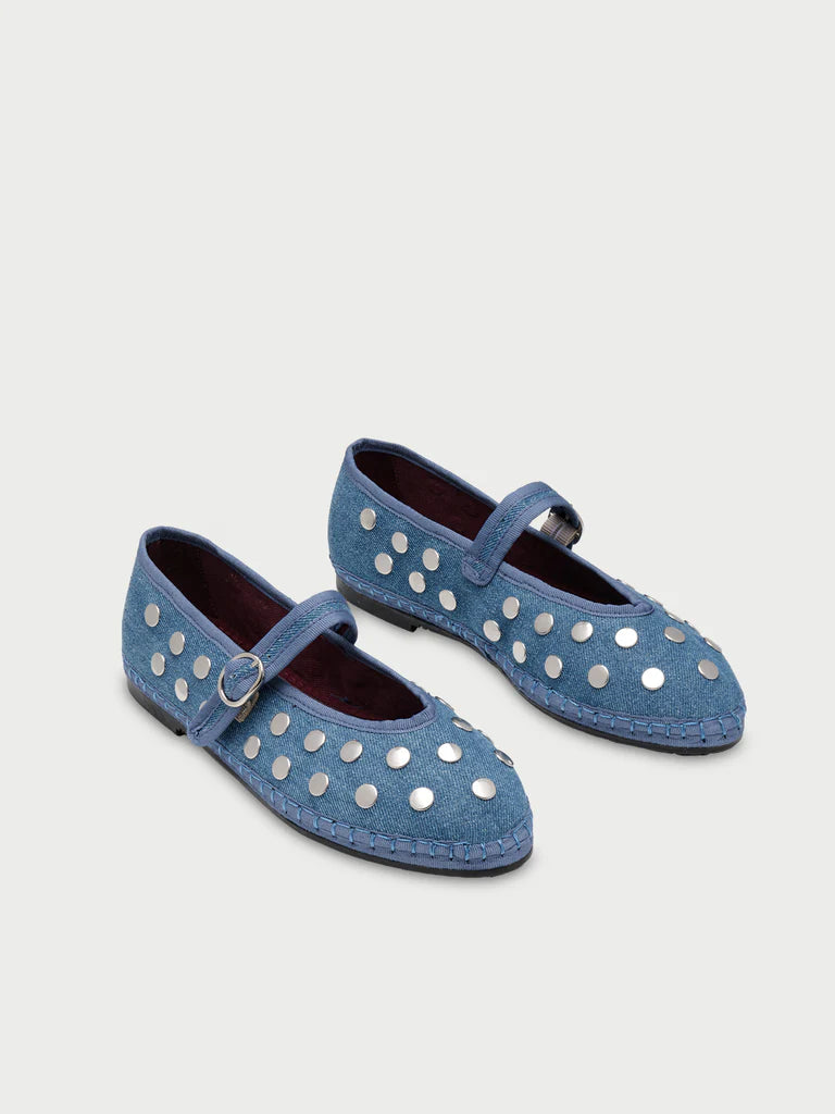 Mae Mary Jane Shoes - Silver Denim