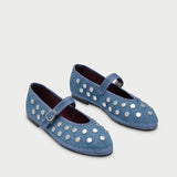 Mae Mary Jane Shoes - Silver Denim