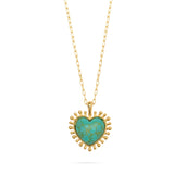 Mini Heart Pendant Necklace - Turquoise