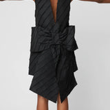 Mini Dress With Bow Detail - Black