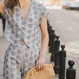 Miss Daisy Gatsby Top - Cream/Navy