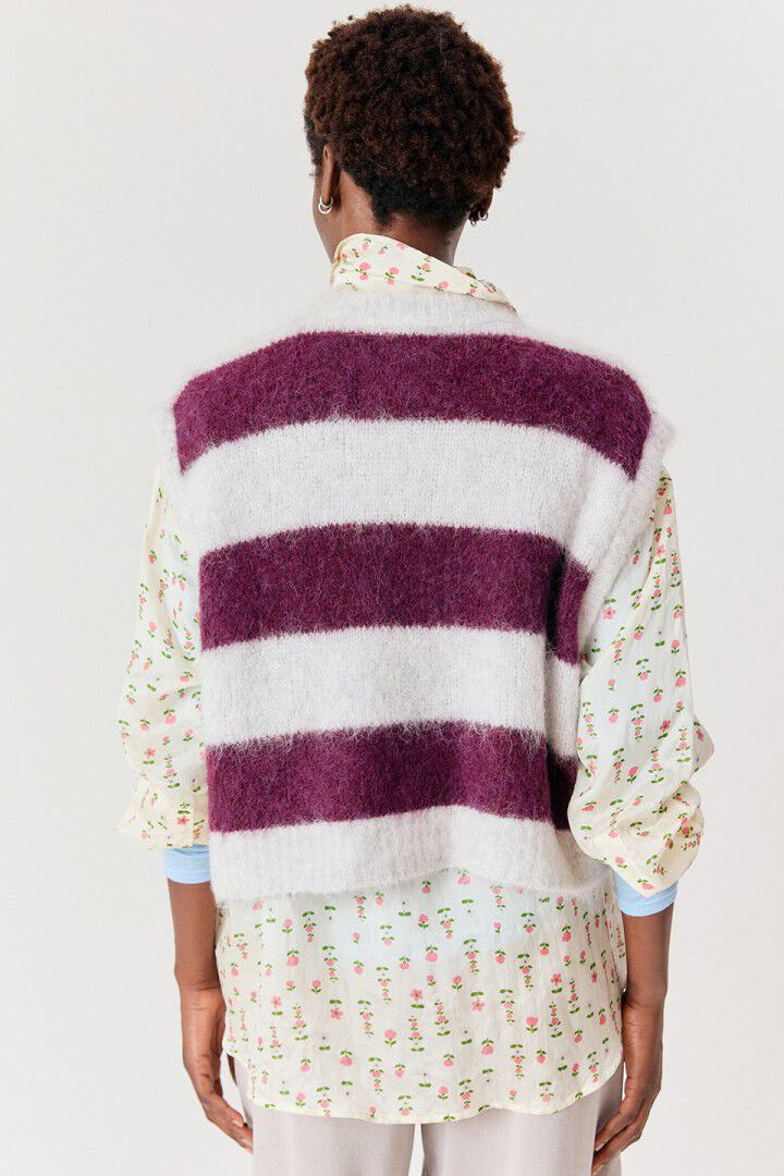 Niby Knit Vest - Cranberry Stripes