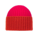 Wool & Cashmere Bicolour Beanie - Berry