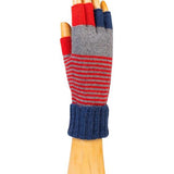 Recycled Wool Stripe Fingerless Gloves - Gris